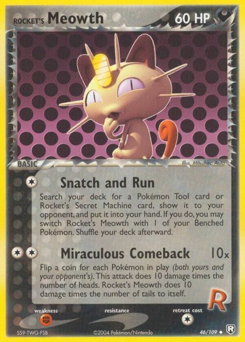 Rocket's Meowth Card Front