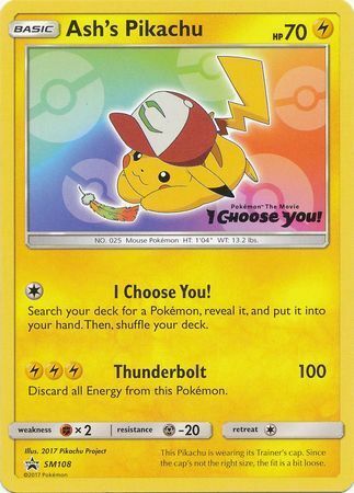 Ash's Pikachu Card Front