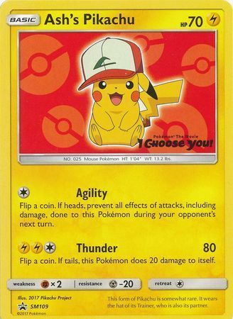 Ash's Pikachu Card Front