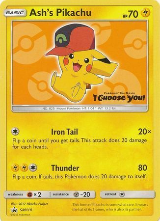 Ash's Pikachu Card Front