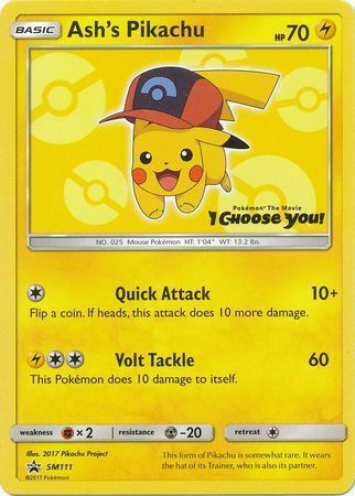 Ash's Pikachu Card Front