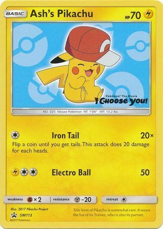 Ash's Pikachu Card Front