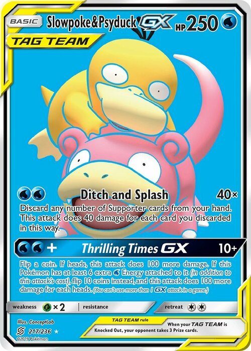 Slowpoke & Psyduck GX Card Front