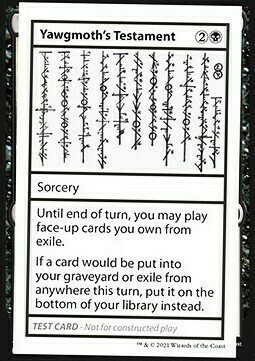 Yawgmoth's Testament Card Front