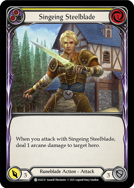 Singeing Steelblade - Yellow Card Front