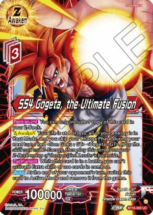 SS4 Gogeta, the Ultimate Fusion Card Front