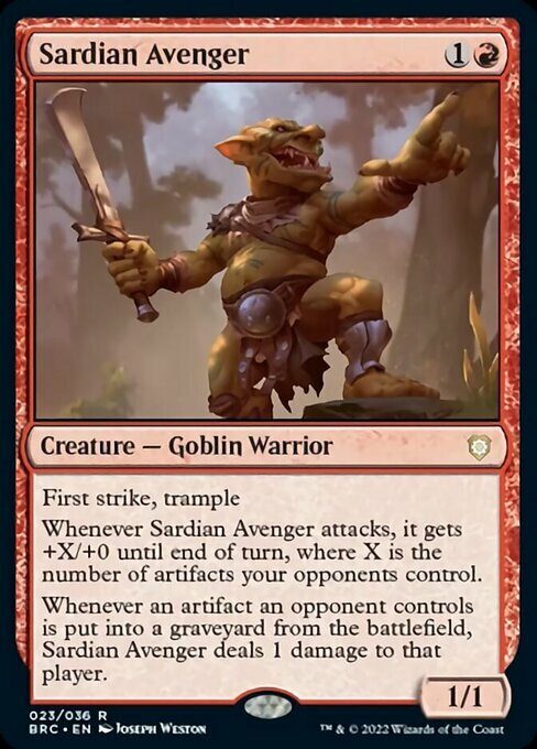 Sardian Avenger Card Front