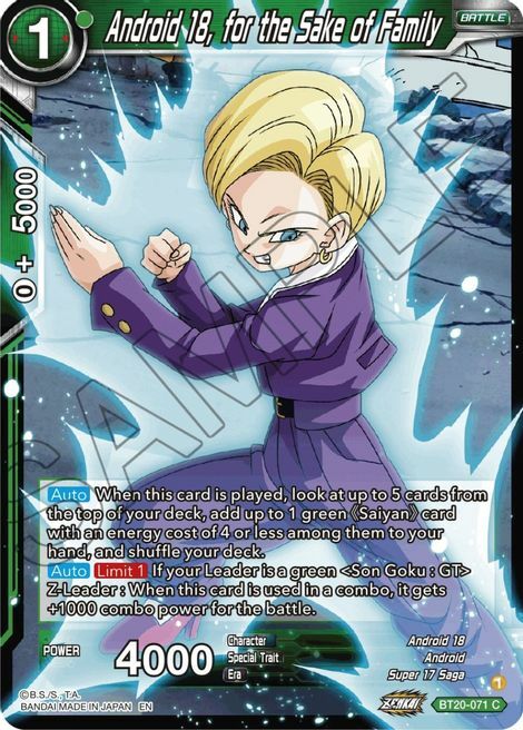 Android 18, for the Sake of Family Card Front