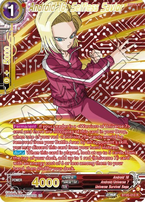 Android18, Selfless Savior Card Front