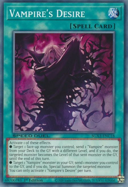 Vampire's Desire Card Front