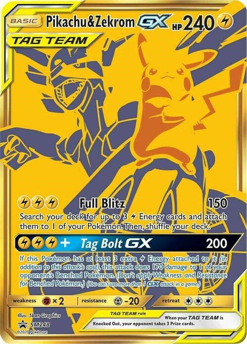 Pikachu & Zekrom GX Card Front