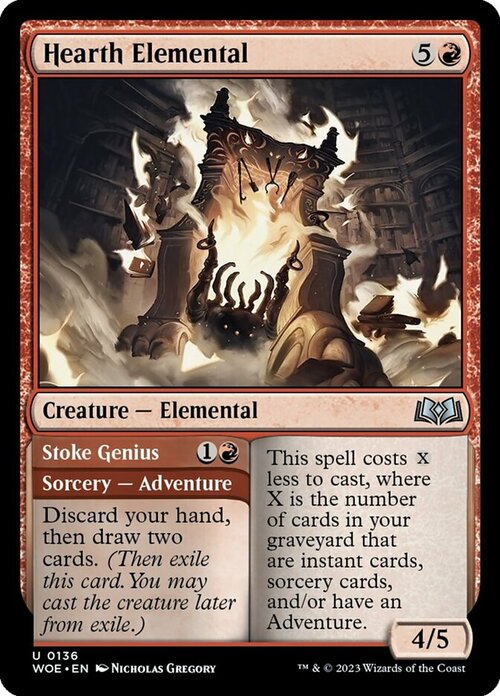 Hearth Elemental // Stoke Genius Card Front