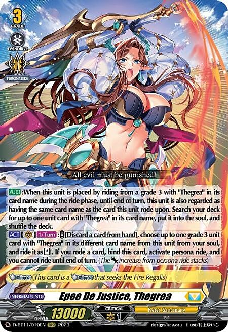 Epee De Justice, Thegrea Card Front