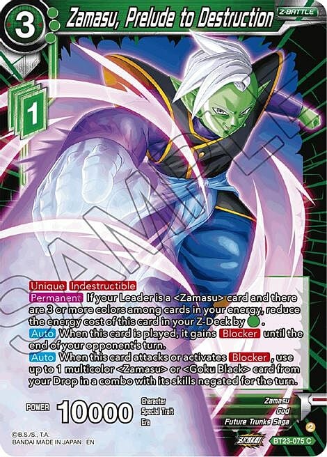 Zamasu, Prelude to Destruction Card Front