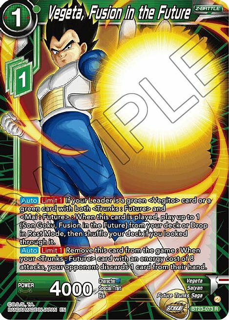 Vegeta, Fusion in the Future Card Front