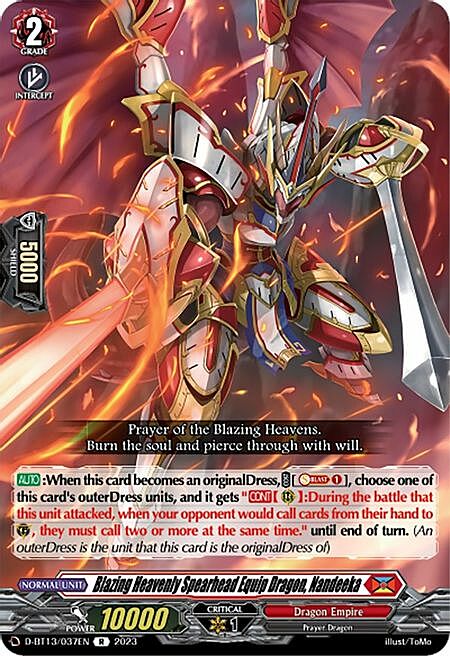 Blazing Heavenly Spearhead Equip Dragon, Nandeeka Card Front