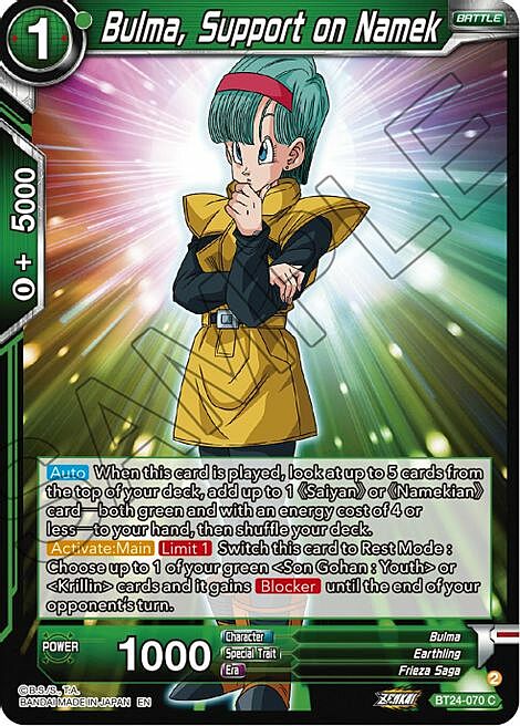 Bulma, Support on Namek Card Front