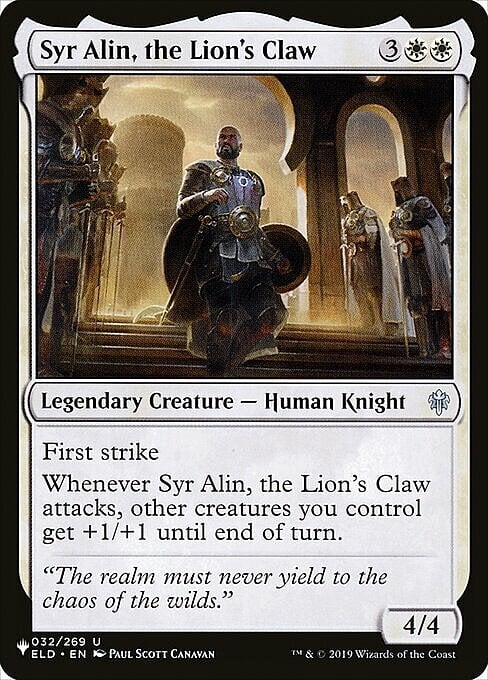 Syr Alin, the Lion's Claw Card Front