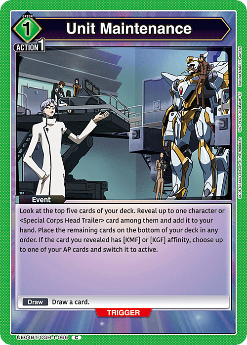 Unit Maintenance Card Front