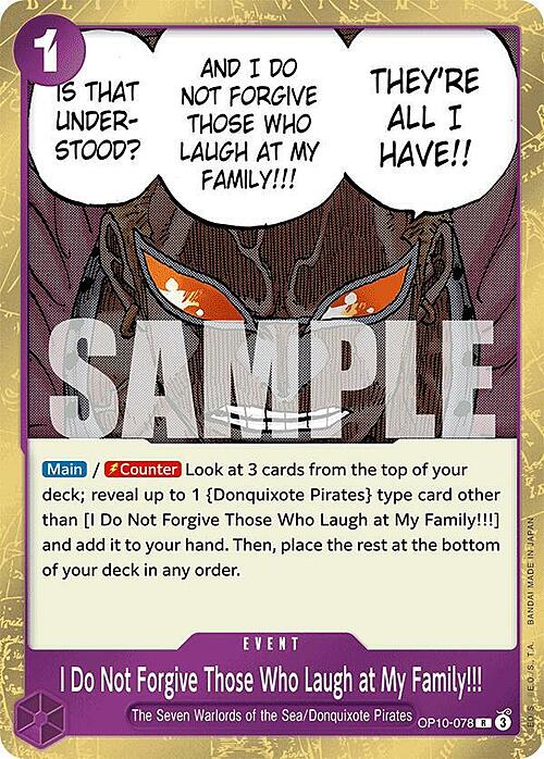 I Do Not Forgive Those Who Laugh at My Family!!! Card Front