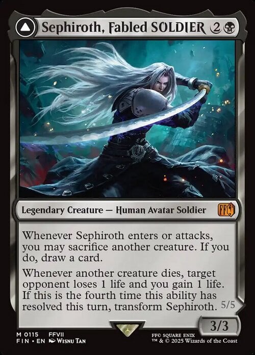 Sephiroth, Fabled SOLDIER // Sephiroth, One-Winged Angel Card Front