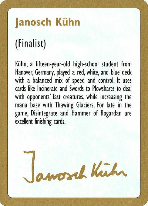 Janosch Kühn Bio 1997 Card Front