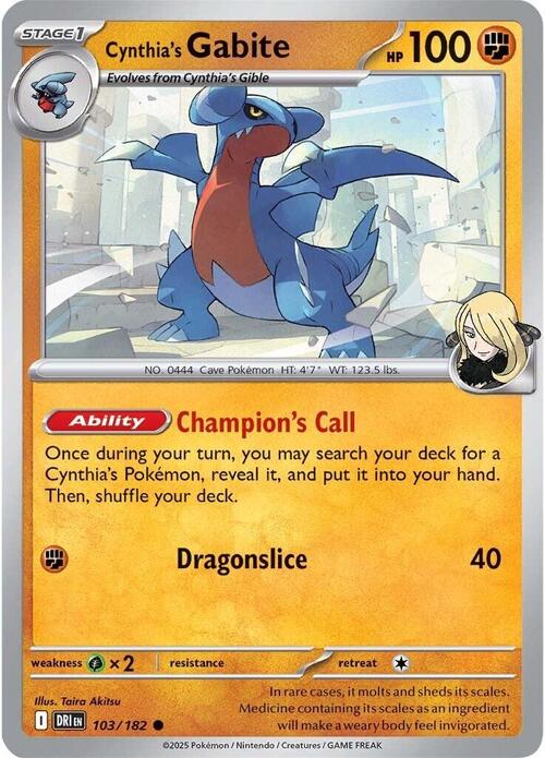 Cynthia's Gabite Card Front
