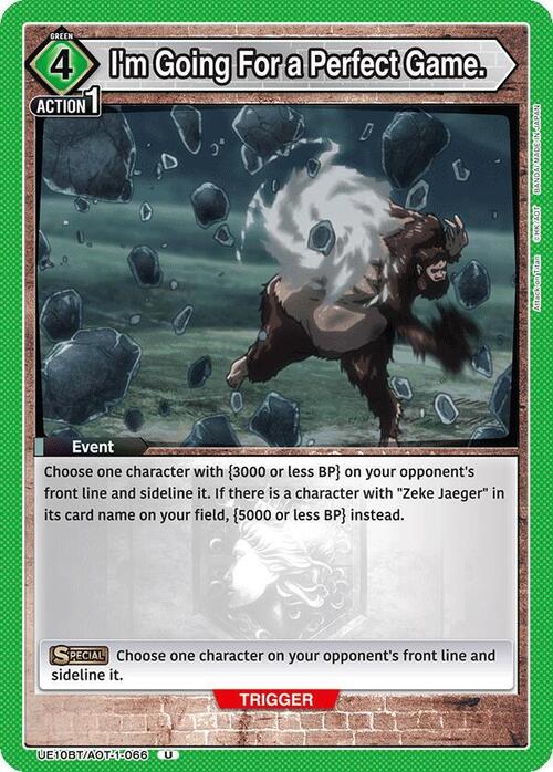 I'm Going For a Perfect Game. Card Front