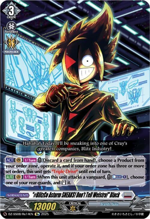 "#BlitzCo Asturm SNEAKS! Don't Tell Welstra!" Black Card Front