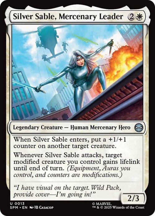 Silver Sable, Mercenary Leader Card Front