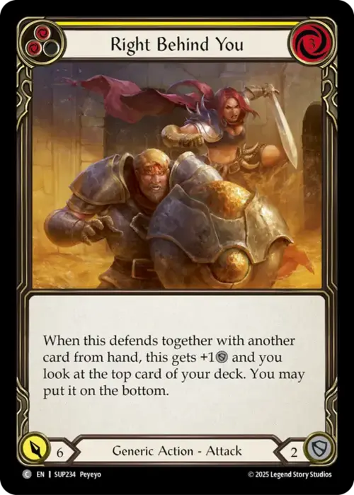 Right Behind You - Yellow Card Front