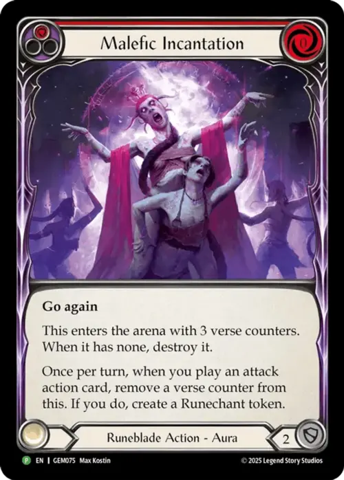 Malefic Incantation - Red Card Front