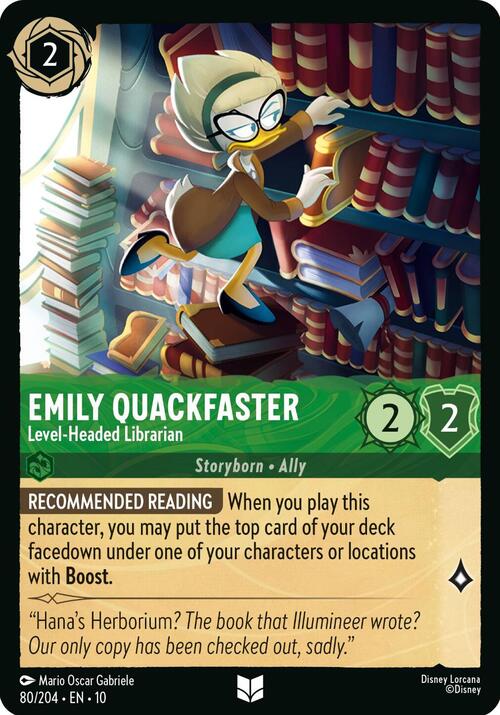 Emily Quackfaster - Level-Headed Librarian Card Front