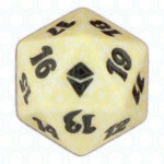 White Zendikar D20 Die