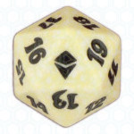 White Zendikar D20 Die